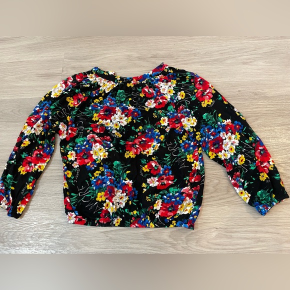 DESIGUAL “Amore” Designer Pretty Black & Colorful Floral Top. Size S - Picture 4 of 10
